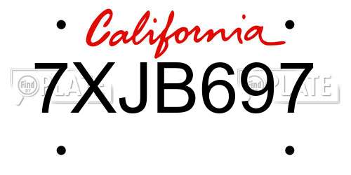 7XJB697 California License Plate