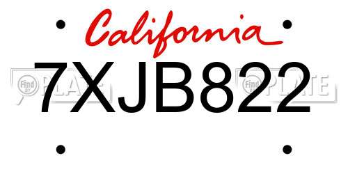 7XJB822 California License Plate