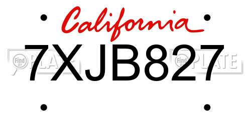 7XJB827 California License Plate