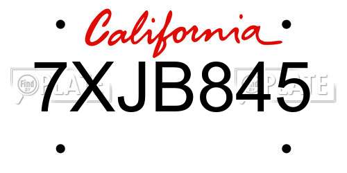 7XJB845 California License Plate