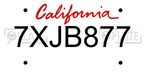 7XJB877 California License Plate