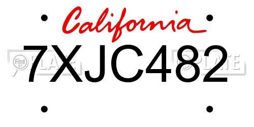 7XJC482 California License Plate