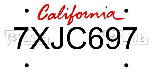 7XJC697 California License Plate