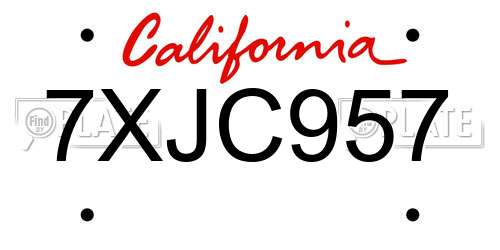7XJC957 California License Plate