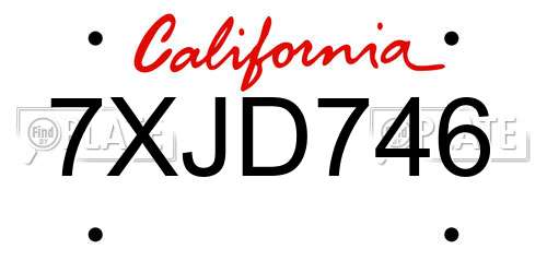 7XJD746 California License Plate