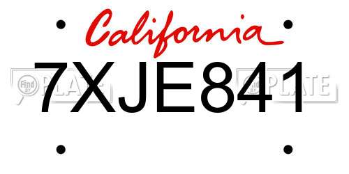 7XJE841 California License Plate