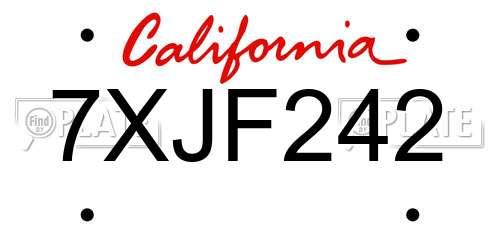 7XJF242 California License Plate
