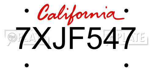 7XJF547 California License Plate