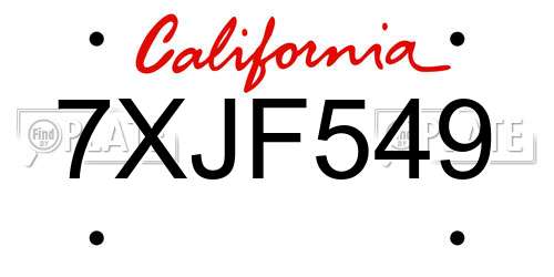 7XJF549 California License Plate