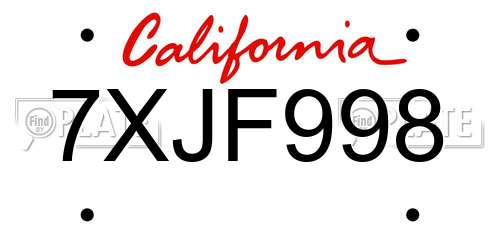 7XJF998 California License Plate