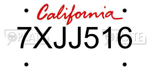 7XJJ516 California License Plate