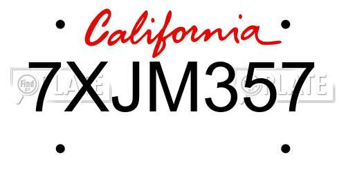 7XJM357 California License Plate