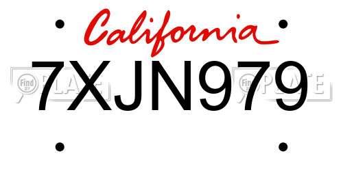 7XJN979 California License Plate