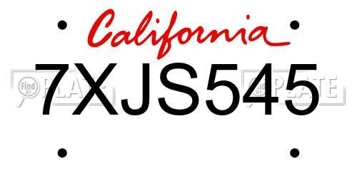 7XJS545 California License Plate