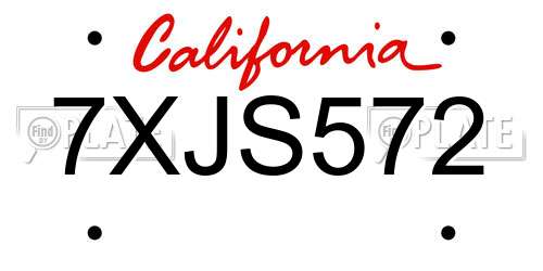 7XJS572 California License Plate