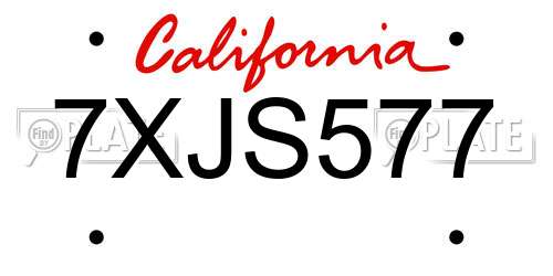 7XJS577 California License Plate