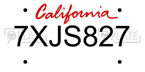 7XJS827 California License Plate