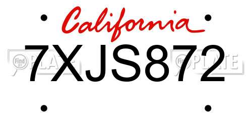 7XJS872 California License Plate
