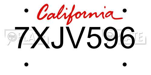 7XJV596 California License Plate