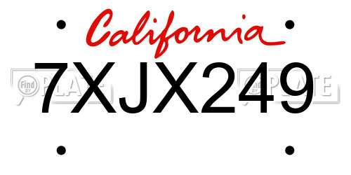 7XJX249 California License Plate