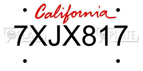 7XJX817 California License Plate