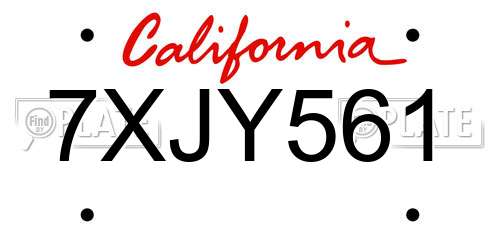 7XJY561 California License Plate
