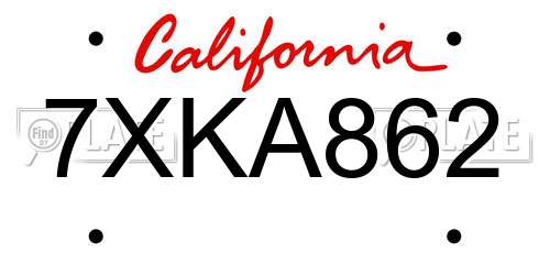 7XKA862 California License Plate