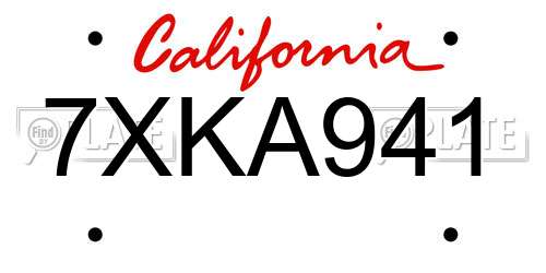 7XKA941 California License Plate