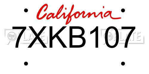 7XKB107 California License Plate