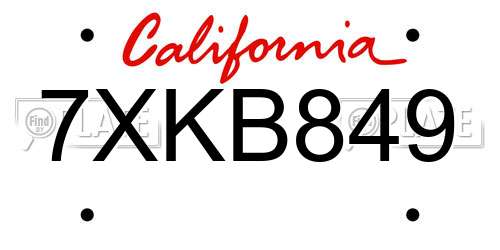 7XKB849 California License Plate