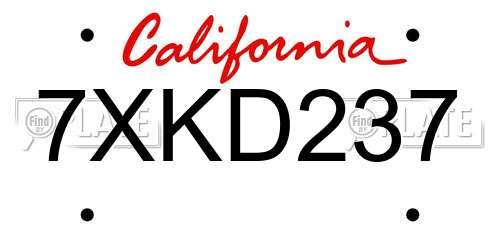 7XKD237 California License Plate