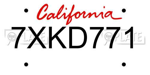 7XKD771 California License Plate