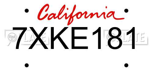 7XKE181 California License Plate