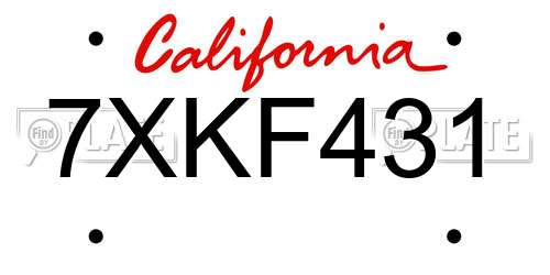 7XKF431 California License Plate