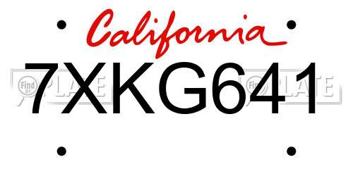 7XKG641 California License Plate