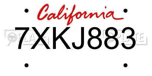7XKJ883 California License Plate