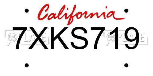 7XKS719 California License Plate