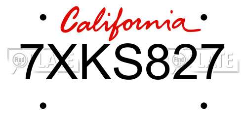 7XKS827 California License Plate