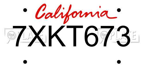 7XKT673 California License Plate