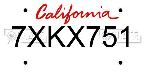 7XKX751 California License Plate