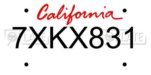 7XKX831 California License Plate