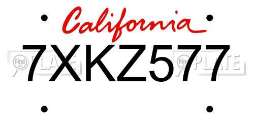 7XKZ577 California License Plate