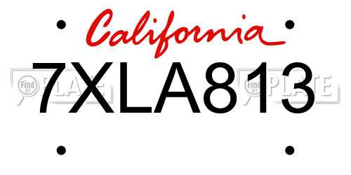 7XLA813 California License Plate