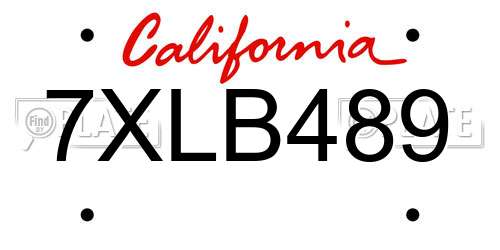 7XLB489 California License Plate