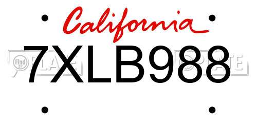 7XLB988 California License Plate