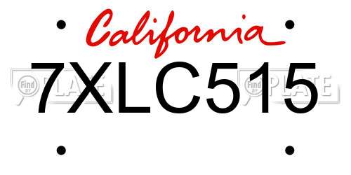 7XLC515 California License Plate