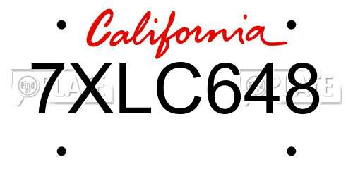 7XLC648 California License Plate