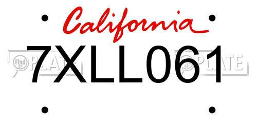 7XLL061 California License Plate