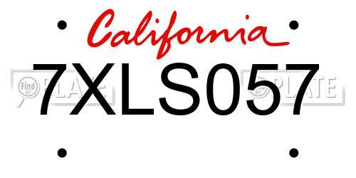 7XLS057 California License Plate