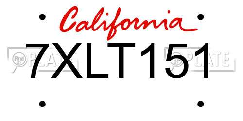 7XLT151 California License Plate